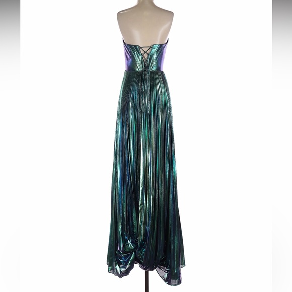Alyce Paris 61786 Size 4 A-line Metallic Foil Iridescent Sweetheart Prom Gown - Picture 3 of 9